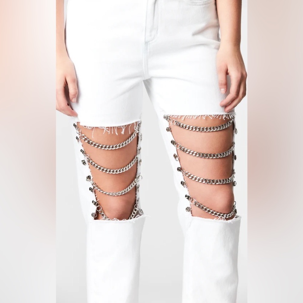 LJ white chain jeans